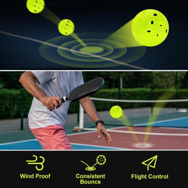 Sukeen Pickleball Balls Outdoor 40 Holes, High Bounce Pickleball Balls with Mesh Bag, High Visibility Pickle Balls for All Pickleball Paddles