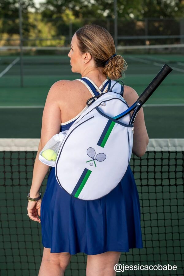 Rejolly Tennis Racket Sling Bag for Women Men Quilted Water Resistant Racquet Cover One Shoulder Crossbody Bag for 2 Tennis Rackets, Pickleball Paddles, Badminton Racquet