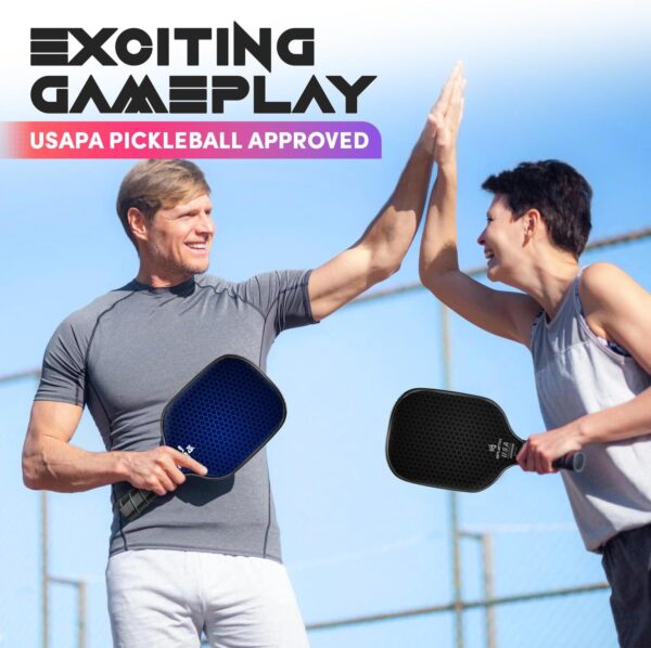 USAPA Approved Pickleball Paddle Set | Fiberglass Surface, with Balls, Grip Tapes & Carry Bag | Quiet, Lightweight Rackets for Men, Women & Beginners