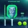 LED Light Up Pickleball Paddles Set of 2,Glow in The Dark,USAPA Approved Fiberglass Lightweight Pickleball Racket,2 Outdoor Balls & 1 Carrying Bag Gifts for Women Men Beginners