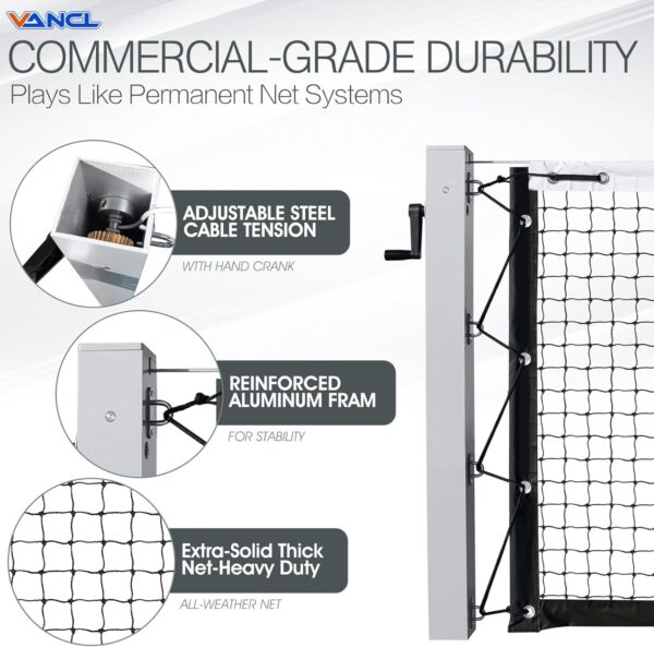 Pro Pickleball Net Portable with Wheels – 22ft Heavy Duty Pickleball Net System with Sturdy Aluminum Frame for Outdoor & Indoor – Nylon Net & Carrying Bag for Pickleball, Tennis, Badminton