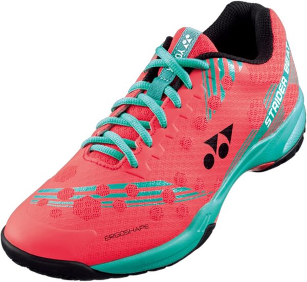 YONEX Men's Power Cushion Strider Beat Badminton Shoes - Lightweight Breathable Shock-Absorbing High-Traction Court Shoes, Bright Red, 11