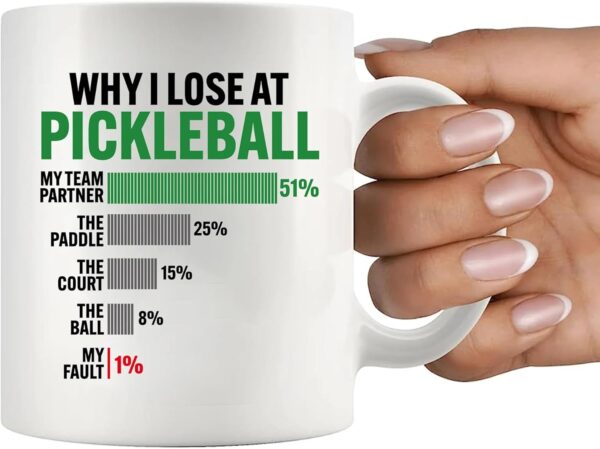 Why I Lose at Pickleball Pickleball Gifts for Player Pickleball Lover Grandpa Grandma Mom DadNovelty Drinkware Ceramic Mug 11 oz White