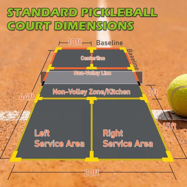 TRINKA Pickleball Court Marking Kit, Temporary Pickleball Court Lines Markers with 2 Tape, Official Size Pickleball Lines Portable Marking Set for Outdoor Indoor Gym Pickleball Tennis (Orange-Yellow)