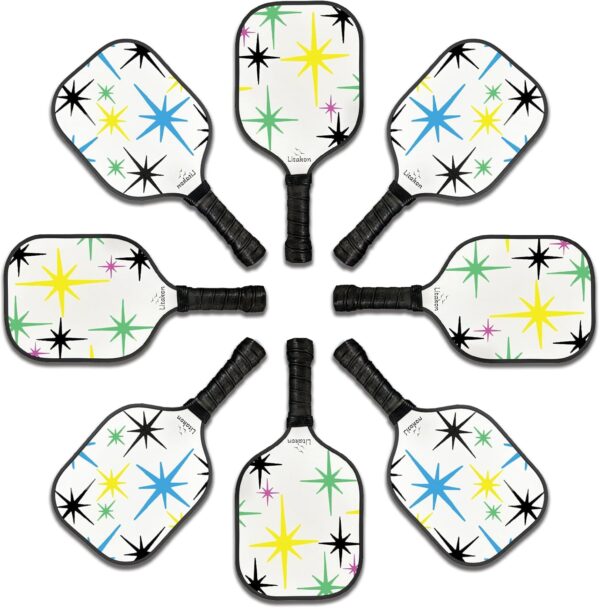 Premium Youth Pickleball Paddle Set, 2 Fiberglass Kids Paddles with Honeycomb Core, Bundle of Lightweight Fiberglass Rackets for Age 4-12, Backpack, 4 Balls, 2 Kids Rackets