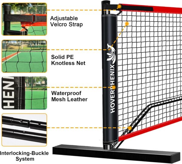 Pickleball Set with Net and Court Marker, 22 FT Regulation Size Pickleball Net System with Fiberglass Paddles Set of 4, Outdoor Pickleballs, Court Line Marker, Carry Bag for Driveway Backyards