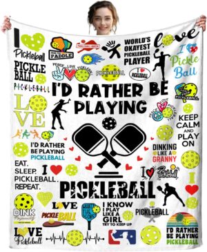 Pickleball Blanket Lightweight Soft Cozy Flannel Throw Blanket Bedding Decor for Pickleball Lovers Kids Women Men Adults Gifts 50"x40"