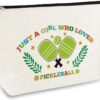 Pickleball Girls Gifts Pickleball Lover Gift Makeup Bag Pickle Ball Themed Cosmetic Bag Pickle Ball Player Gifts Birthday Graduation Gift for Women Girls Friends PB Team Zipper Travel Toiletry Pouch