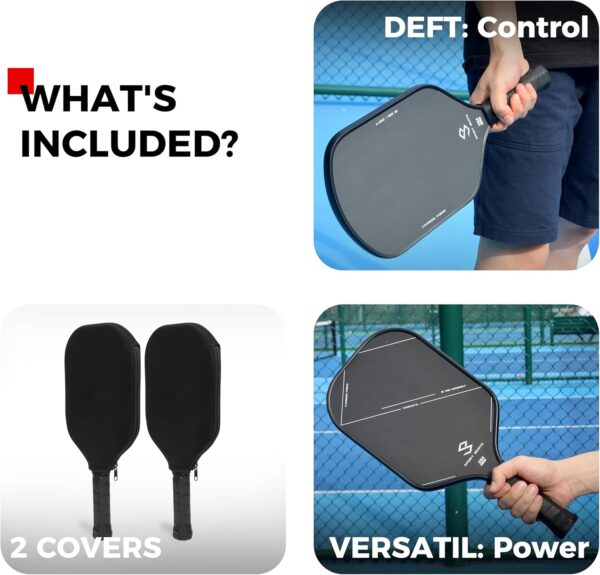 Pickleball Paddles T700 Raw Carbon Fiber Set of 2 High Grade Professional Pickleball Paddles 16mm Honeycomb USAPA Approved