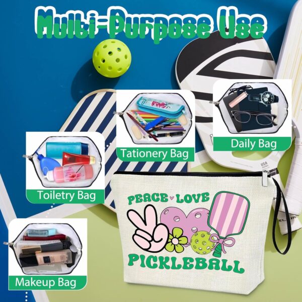 Pickleball Lover Makeup Bag - Gift for Mom, Player, Coach, Team - Cosmetic Pouch for Women, Her, Teen Girl - Sports Gift for Christmas, Birthday - Peace Love Pickleball