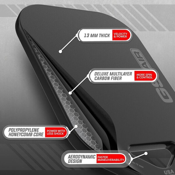 GoSports USAPA Approved Carbon Fiber Pickleball Paddles - GS AIR or GS PRO