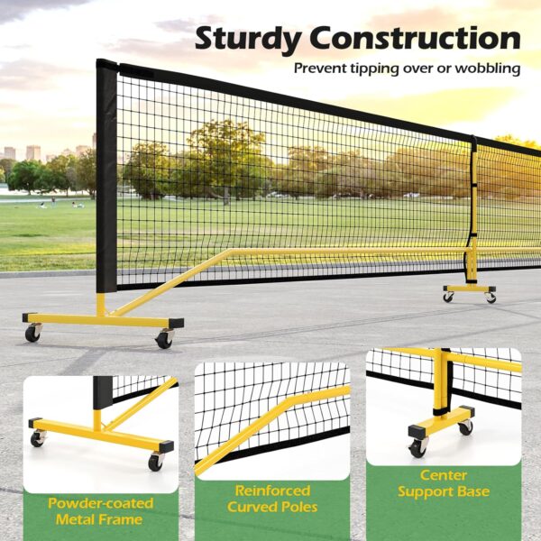 Goplus Portable Pickleball Net, 22FT Regulation Size Pickle Ball Net System with Strong Metal Frame, PE Net, Carry Bag, Ideal for Outdoor Indoor Driveway Backyard