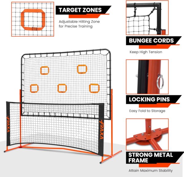 Fraxa Pickleball Rebounder Training Equipment - Pickleball Net for Solo Practice Drives Dinks Volley Accuracy - Portable for Outdoor Driveway Backyard Indoor Garage
