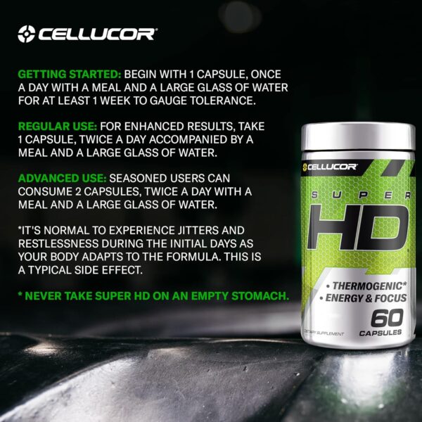 Cellucor SuperHD Thermogenic Fat Burner Weight Loss Supplement, Appetite Suppressant, & Energy Booster Capsimax, Green Tea Extract, 160mg Caffeine & More 60 Capsules (Packaging May Vary)