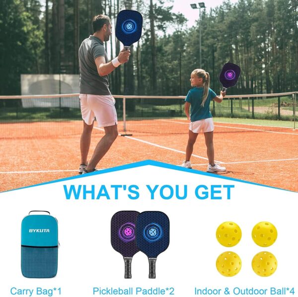 Pickleball Paddles, USAPA Standard Graphite Pickleball Paddles Set of 2, Lightweight Pickleball Set with 4 Pickleball Balls & 1 Portable Bag, Pickle Ball Paddle for Women Men