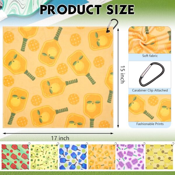 6 Pcs Soft Pickleball Towel 15 x 17 Inch Absorbent Fast Drying Towels for Women Sweat Funny Pickleball Gifts for Men Women Hand Towel with Clip