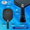Pickleball Paddles Set of 2 - Carbon Fiber Pickle Ball Rackets 2 Pack with Polypropylene Honeycomb Core, 6 Pickle Ball Set & Bag - USAPA Approved T300 Graphite Pickleball Rackets Set for Men & Women