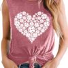 LAZYCHILD Pickleball Tank Tops for Women Heartbeat Graphic Shirt for Pickleball Lover Gift Tee