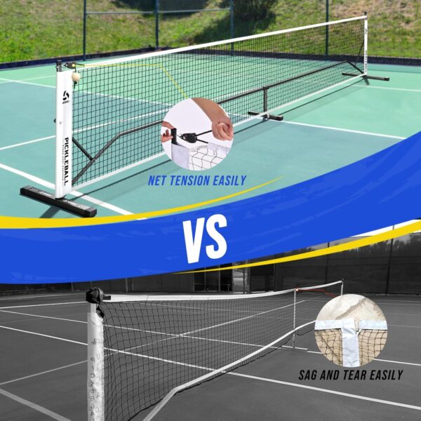 Pickleball Net Set with Pickleball Court Marking Kit 22FT Portable Pickleball Nets with Net Tension Adjuster, Wood Paddles Set of 4 and Carrying Bag for Indoor and Outdoor Use