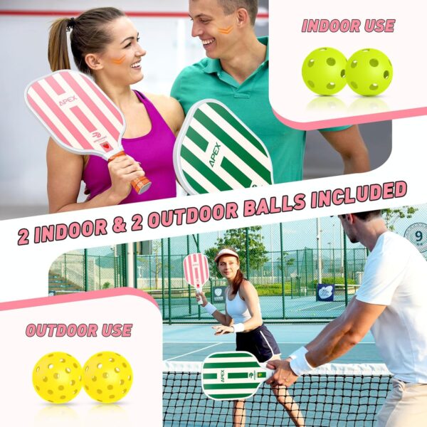 Pickleball Paddles Set of 2/4, USAPA Approved Lightweight Fiberglass Pickleball Set with 4 Pickleballs, 1 Pickleball Sling Bag, Pickleball Gifts for Women Men Beginners & Professional