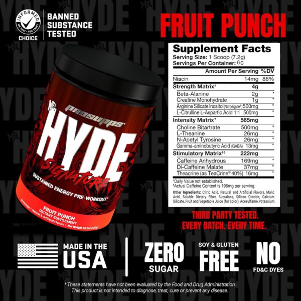 PROSUPPS Mr. Hyde Signature Pre Workout Powder with Creatine, Beta Alanine & Caffeine - Performance, Energy & Endurance - Clean Fitness & Gym Supplements for Men & Women (Fruit Punch, 60 Servings)