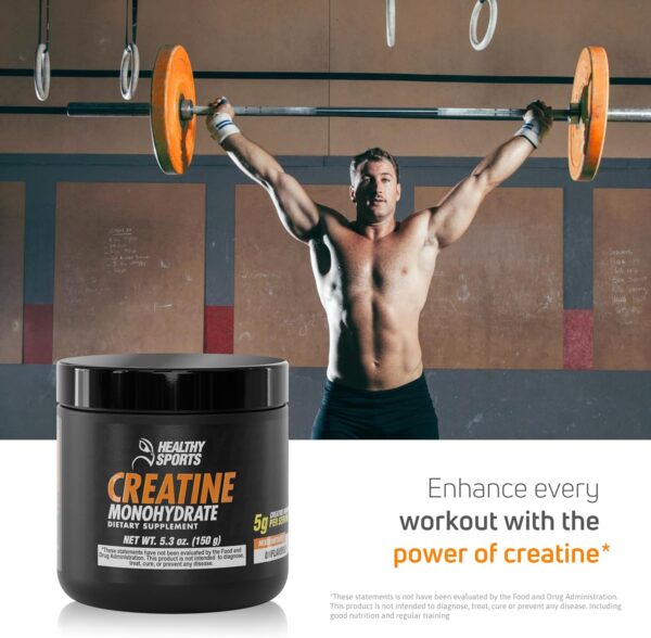 Real Fitness Creatine Monohydrate Unflavored Powder, 5.3 oz - Muscle Growth & Strength Supplement