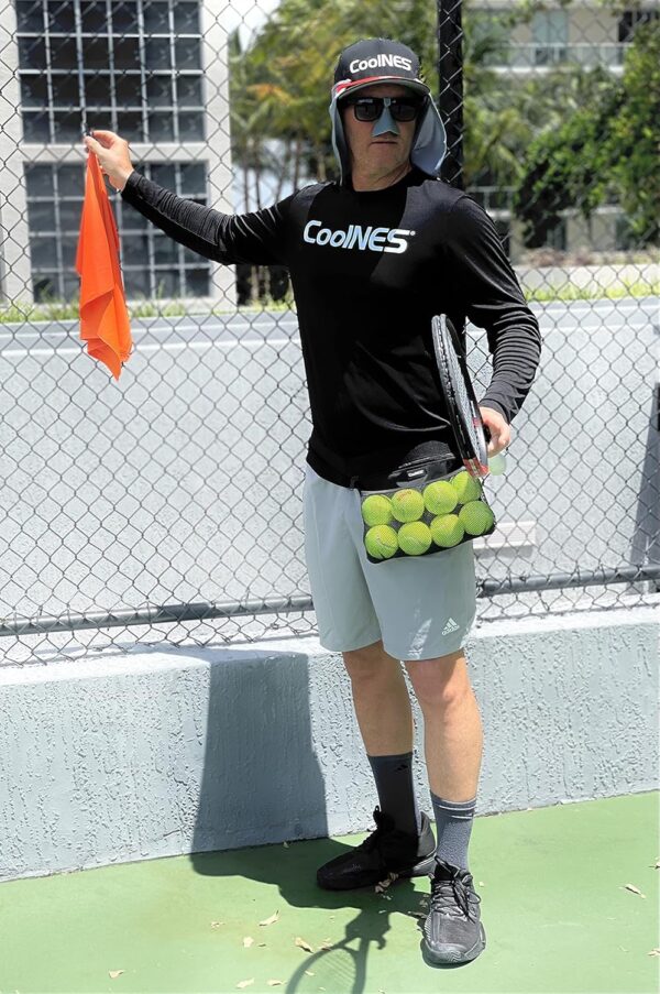 Ball Holder for Pickleball Tennis Golf - Adjustable waist with Towel Hook Peg Accessories Space