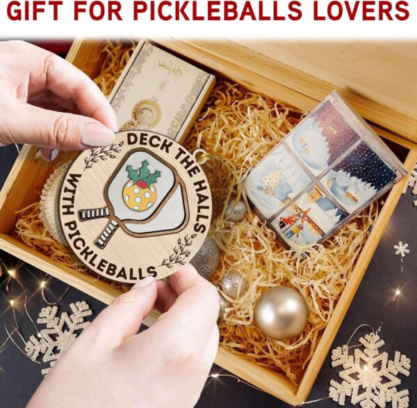 Wooden Pickleball Ornaments - Christmas Tree Decor, Gifts for Pickleball Lovers