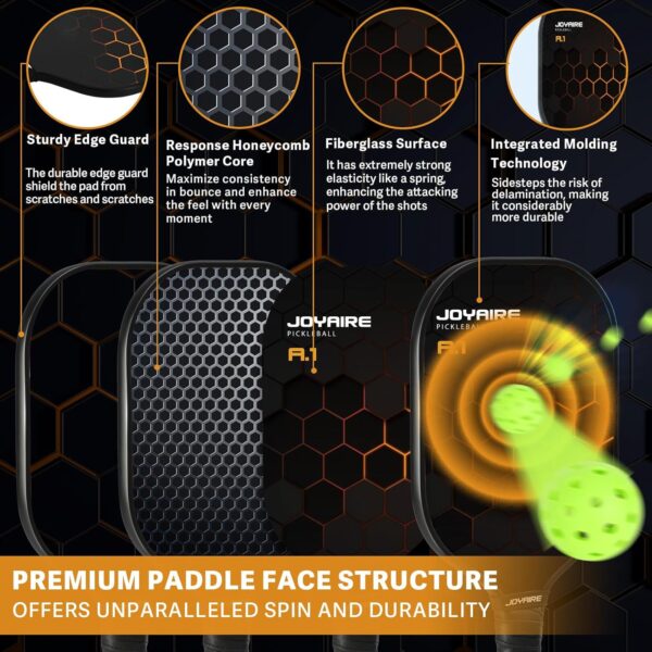 Pickleball Paddles Set of 2, USAPA Standard Fiberglass Pickleball Set, Lightweight Honeycomb Core Pickle Ball Rackets, Pickle Ball Paddle with 4 Pickleball Balls & Bag for Adults, Beginners