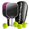 PRO SPIN Pickleball Paddles - Set of 2 USAPA-Approved Graphite Carbon Pickle Ball Paddles, 4 High-Performance Pickleball Balls, Durable Bag for Rackets & Balls - Great Gift
