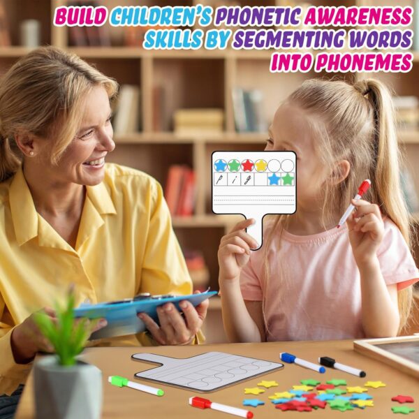 Jetec 8 Pcs Magnetic Paddle Set Phonemic Awareness Dry Erase Double Sided Handheld Answer Board Word Paddle with Dry Erase Markers Phonics Games for Students Kids Teaching (Star Shaped Counters)