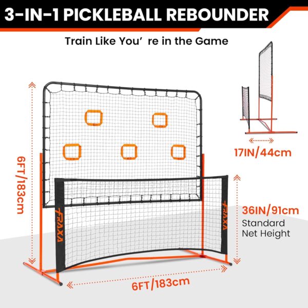 Fraxa Pickleball Rebounder Training Equipment - Pickleball Net for Solo Practice Drives Dinks Volley Accuracy - Portable for Outdoor Driveway Backyard Indoor Garage