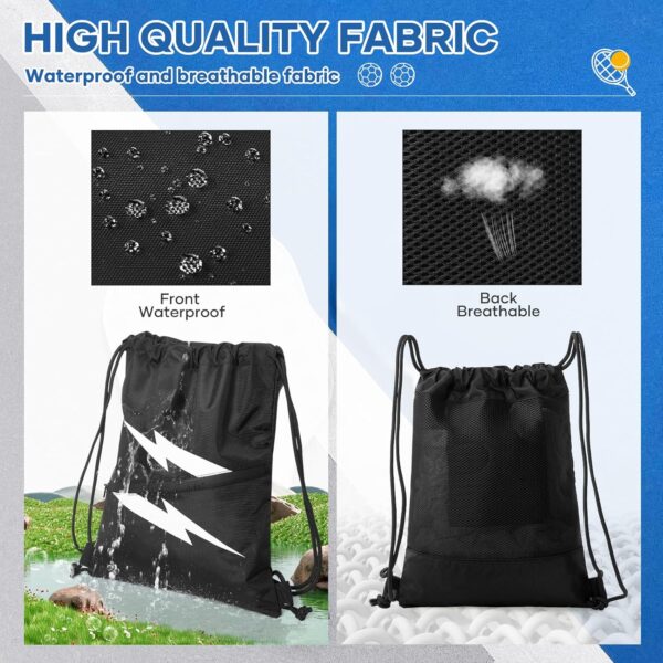 suwasp Black Drawstring Backpack Pickleball Bag for Women, Waterproof Drawstring Gym Bag for Men, Pickleball Paddles String Bag Sackpack for Sport