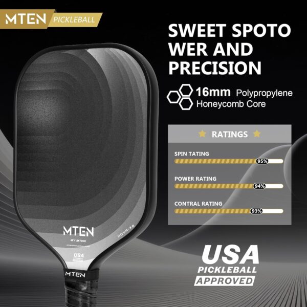 Pickleball Paddles, Carbon Fiber Pickleball Paddles, Lightweight Pickle Ball Paddle, Carbon Fiberglass Surface, USAPA Approved, Beginners & Competition, 1Pcs