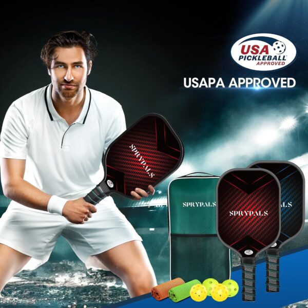 USAPA Approved Carbon Fiber Pickleball Paddle Set of 2, Lightweight Graphite Pickleball Rackets for Men & Women