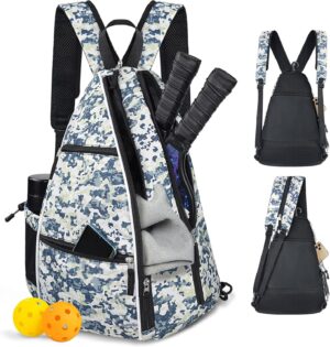 Seektop Pickleball Bag Adjustable Pickleball Bags for Women Men，Pickleball Paddle Bag W/Fence Hook/Large Capacity/Safety Pocket/Water Bottle Bag
