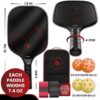 Premium Carbon Fiber Pickleball Paddle- 14mm Pickleball Paddles Set of 2 w/Unique Design Handles & Indoor Outdoor Pickleball Balls - Comfortable Pickleball Paddle Grip, USA Approved