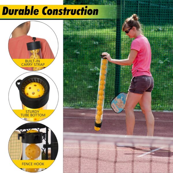 Pickleball Picker Upper Holds 14 Balls, Pickleball Ball Picker Hopper Tube, Pickleball Pickup Tube - Lightweight Pickleball Retriever Collector with Shoulder Strap