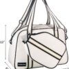 PU Leather Women Sports Shoulder Gym Bag Pickleball Duffle Bag Pickleball Tote Bag with Front Pocket for 2 Paddles, Inner Storage Pockets, Mesh Water Bottle Holder and Adjustable Shoulder Strap