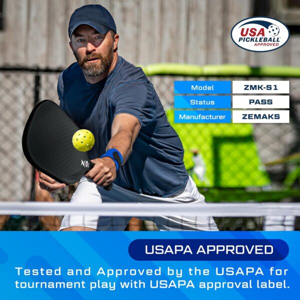 Pickleball Paddles Set of 2 - Carbon Fiber Pickle Ball Rackets 2 Pack with Polypropylene Honeycomb Core, 6 Pickle Ball Set & Bag - USAPA Approved T300 Graphite Pickleball Rackets Set for Men & Women