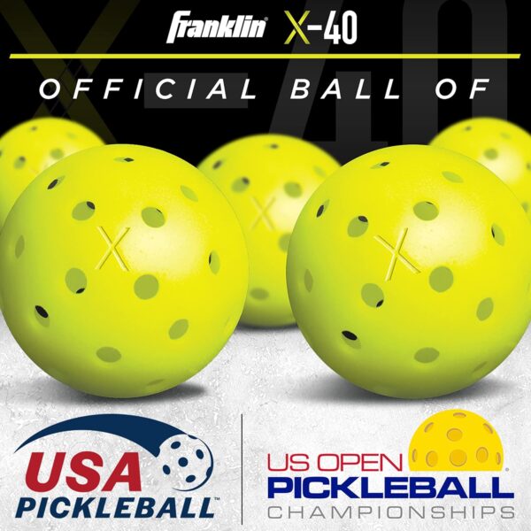 Franklin Sports Pickleball Paddle and Ball Set - (2) Dagger Fiberglass Rackets + (4) X-40 Balls - USA Pickleball (USAPA) Approved - 2 Player Set