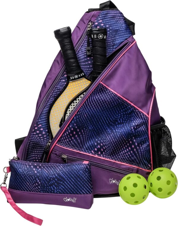 Glove It Sling Bag - 19 in x 13 in. Pickle Ball Bag w/Adjustable Strap, Clip-On Shoe Bag Included, Functional Pickleball Bag.