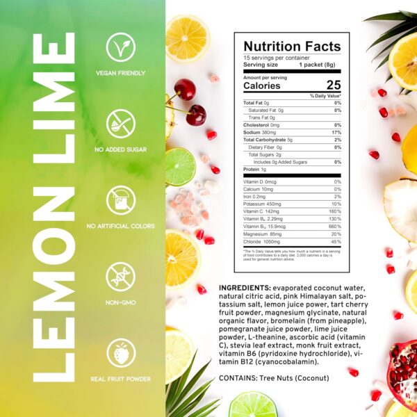 QNCH Superfruit HYDRATION + RECOVERY - Lemon Lime - Electrolyte Drink Mix Single Serve Hydration Powder Packets | Non-GMO, Gluten Free, Vegan | 15 Sticks