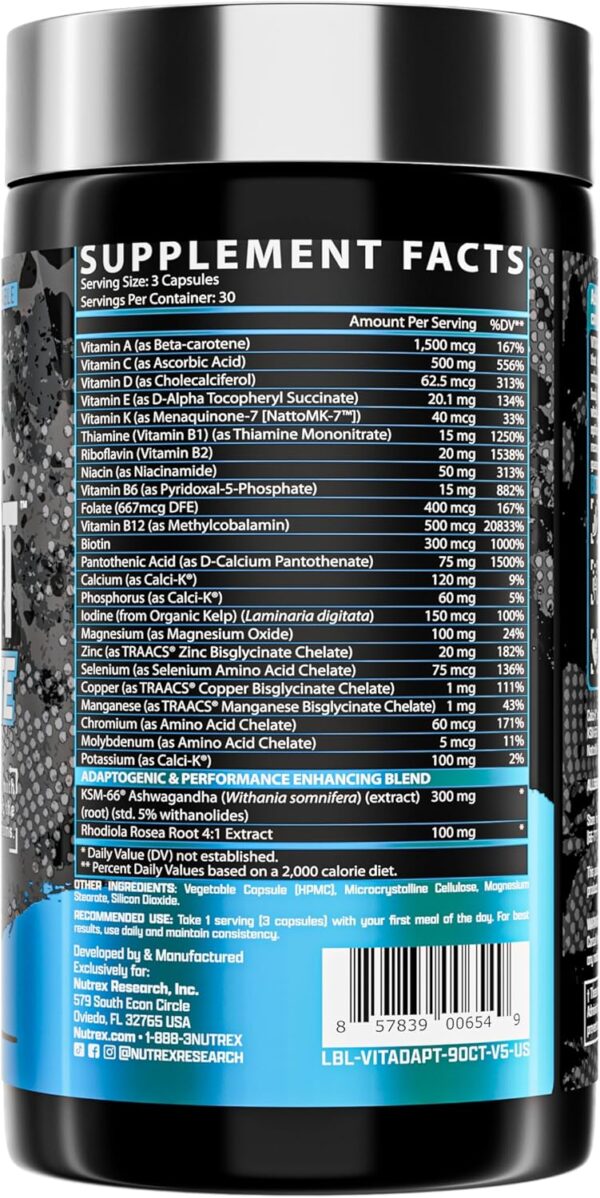 Nutrex Research Vitadapt Sports Multivitamin for Men - 24 Vitamins, KSM-66 Ashwagandha and Minerals for Athletes - Mens Multivitamin (2 Pack)