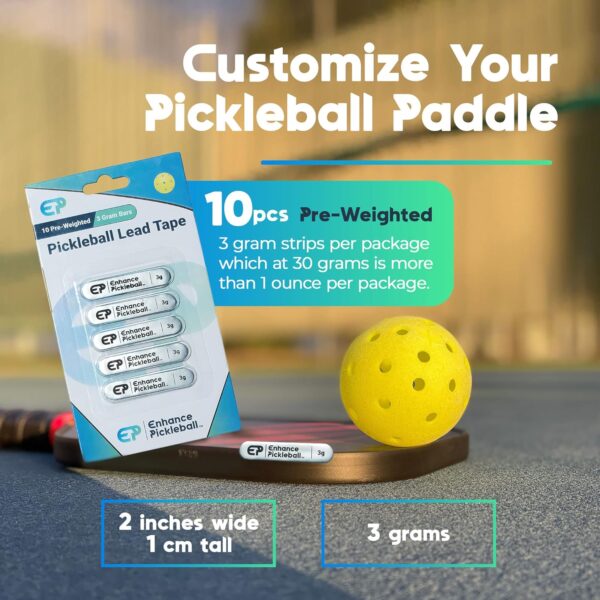 Enhance Pickleball Lead Tape - 3g Weighted Lead Strips, Highly-Adhesive & Easy to Apply Lead Tape for Pickleball Paddles, More Power and Control