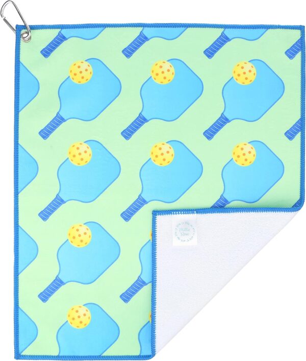 Millie Rose Pickleball Towels in Fashionable Prints - Cute 15x17 inch Microfiber & Cotton Athletic Towels with Carabiner Clip - Pickleball Accessories, Pickleball Gifts (Pickleball Party)