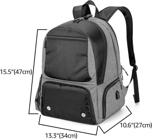 DSLEAF Tennis Backpack for 2 Rackets, Tennis Bag for Men/Women with Separate Shoe Space Hold A Pair of Shoes Up to US Mens 12and Multi-Pockets for Accessories
