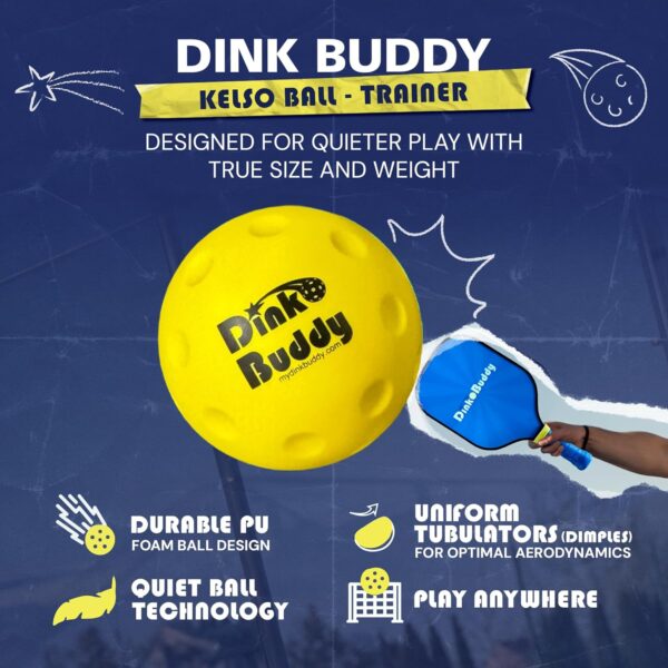 Kelso Pickleball, PU Foam Pickleball Balls for Reduced Noise, Enhances Hand-Eye Coordination, Indoor & Outdoor Use, Standard or Small Trainer-Sized Balls