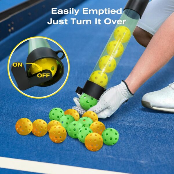 Pickleball Ball Retriever, Pickleball Picker Upper Holds 17 Balls, Pickleball Hopper with Shoulder Strap for Easy Pickup & Carrying, Detachable Pickleball Tube