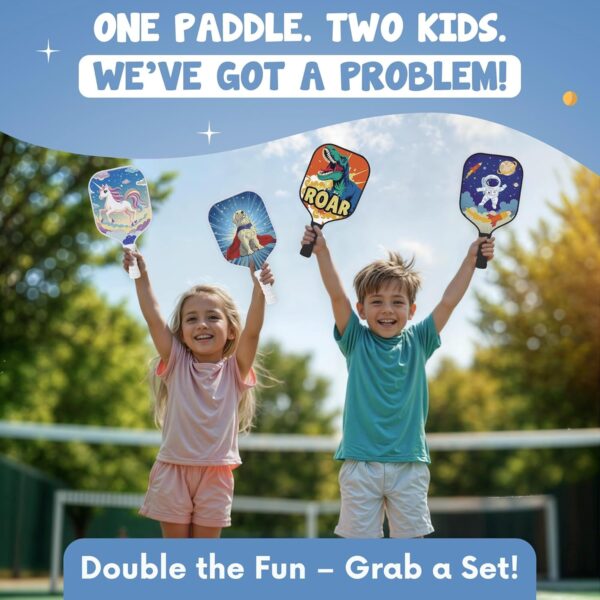 Kids Pickleball Paddle - Playful Dog Design | Lightweight Fiberglass Paddle for Children Under 12 (Only 0.37 lbs) | Small Grip for Easy Handling | Junior Youth Paddle for Boys & Girls